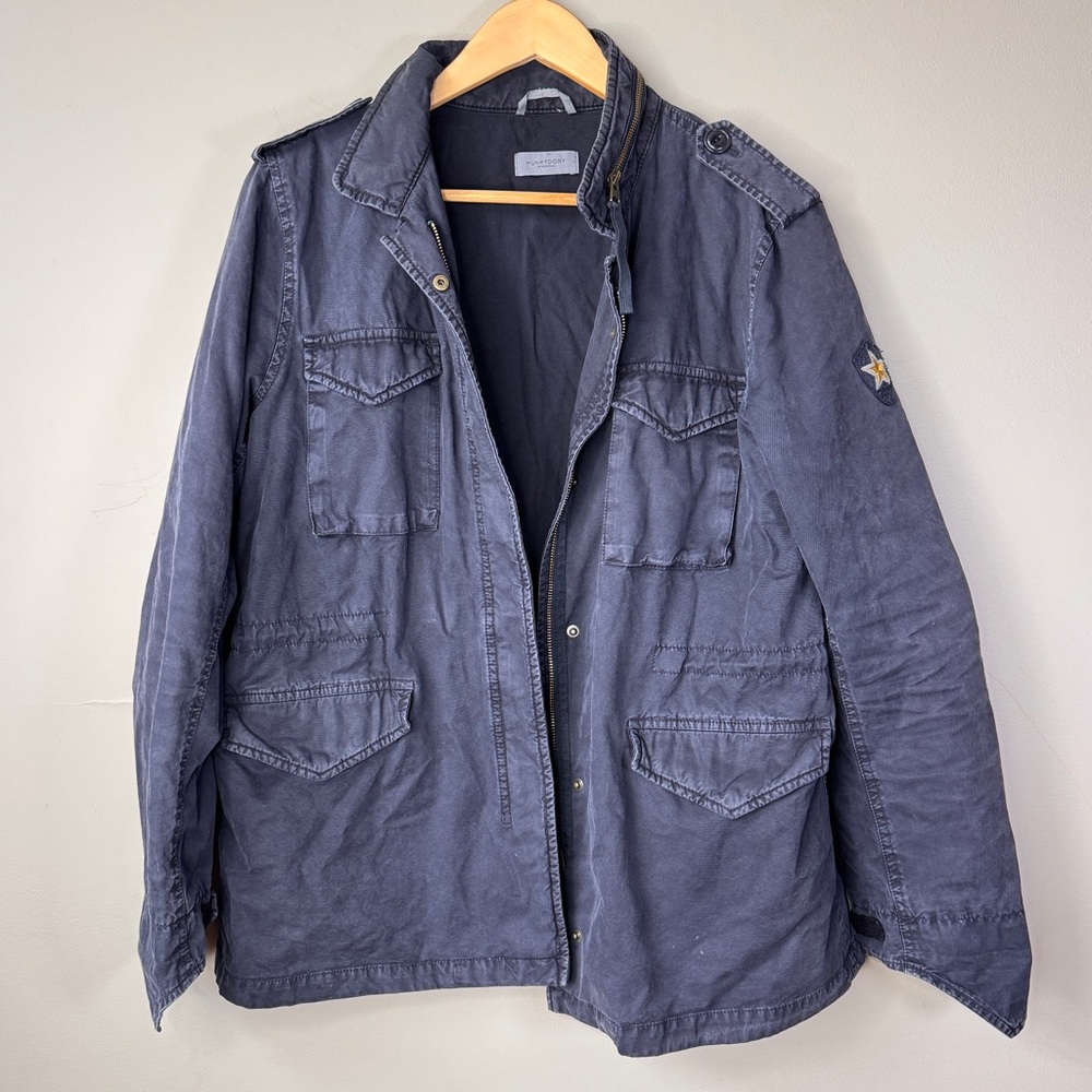 HunkyDory Stockholm Men's Size Medium Navy Blue Cotton Light Field Jacket Zip up
